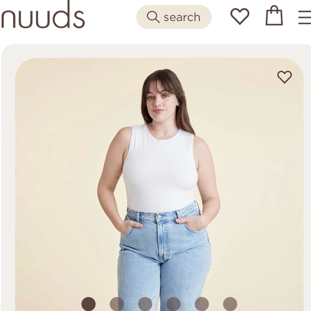 NUUDS CLASSIC CREW TANK BODYSUIT - WHITE, SIZE SMALL